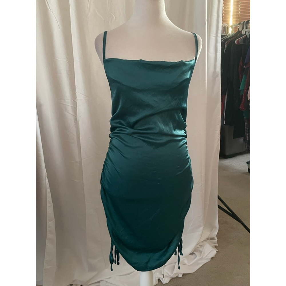 Women's ROMWE Teal Ruched Mini Dress Standard S